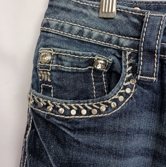 MISS ME Blue Midrise Skinny Jeans with Vintage Wash (#1,425) - Picture 5 of 9